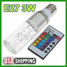 E27 3W RGB LED Controller Multicolored IR Remote Control Crystal Rod 