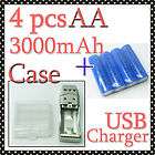 AA 3000mAh blue battery + USB charger +1x box case