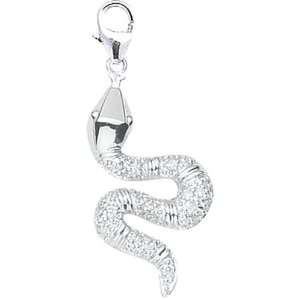   WG 1/10ct HIJ Diamond Snake Spring Ring Charm Arts, Crafts & Sewing