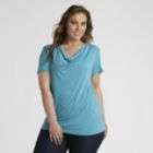 Notations Womens Plus Short Sleeve Cowl Neck Top