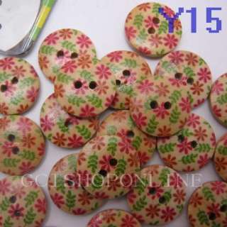   1000pcs Mixed Pattern Wood Buttons 18mm Craft Sewing Y11 Y20 m  