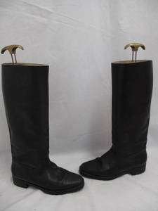 Manolo Blahnik Black Leather Pull On Knee High Boots 37  