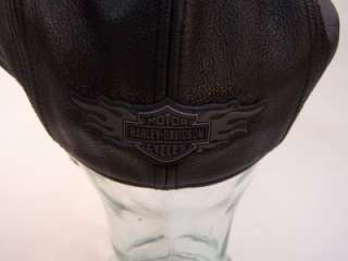 Harley Davidson Motorcycle Leather Cap Hat L  