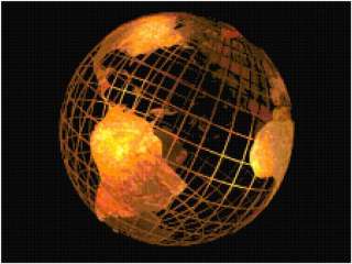 Copper Globe Earth Map Counted Cross Stitch Pattern  