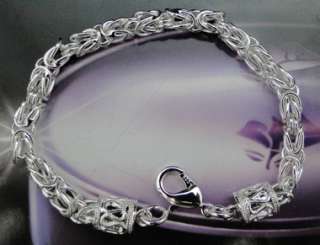 925 Sterling Silver Plated Circle Charm Bracelet JB257  