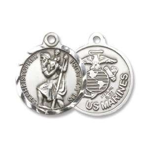  St. Christopher Sterling Silver Medal with 24 Stainless 