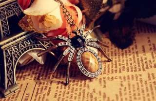   Bronze Awesome Cool Cute Crystal Spider Retro Necklace Z1053  