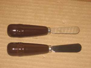Longaberger Pottery Set of TWO spreaders Chocolate Brown MINT  