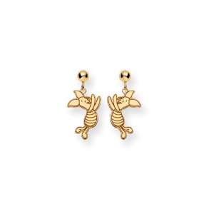  14K Yellow Gold Authentic Disney Piglet Dangle Earrings Jewelry