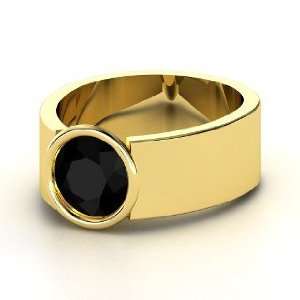  Ellen Ring, Round Black Onyx 14K Yellow Gold Ring Jewelry
