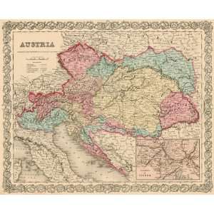  Colton 1855 Antique Map of Austria