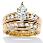 Palm Beach Jewelry Gold Plated Marquise Cut and Round Cubic Zirconia 
