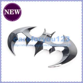 Brand New Silver 3D Bat Shape Chrome Badge Emblem Car Sticker Decal 