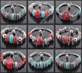   lots 12p Turquoise Cora Tibetan silver tone Bracelets A  