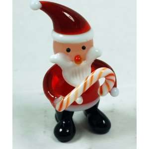 Set of 4 Mouth Blown Glass Santa Claus Figurines 