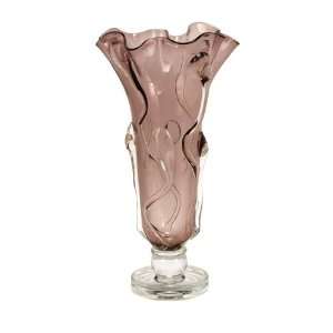 15 Dulcamara Ruffled Mauve Decorative Pedestal Glass Vase  