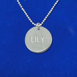    Engraved Silver Medallion Pendant with Name & Birthday Jewelry