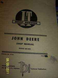 JOHN DEERE SHOP MANUAL SERIES 6030 # JD 38 I & T E1AG  