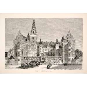  1881 Wood Engraving Rosenborg Castle Copenhagen Denmark 