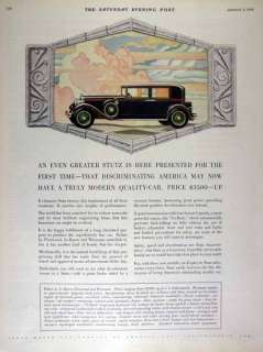 1929 Green Stutz Sedan automobile Art Deco print AD  