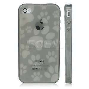  Ecell   BLACK DOG PAW SILICONE GEL SKIN CASE FOR iPHONE 4 