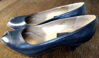 Polly of California Blue Heels Open Toes Shoes Size 5 M  