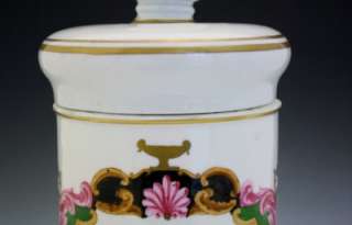 LATE 19C FRENCH PORCELAIN APOTHECARY DRUG JAR W/ LID BALS TOLUTAA 