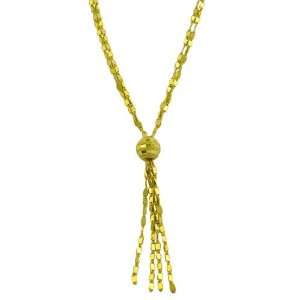   Yellow Gold Diamond Cut Tab Link Lariat Necklace (17 inch) Jewelry