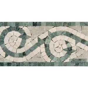   Sela 6x12 Green / White Marble Tumbled Border Tiling