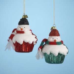  Pack Of 8 Noble Gems Snowman Cupcake Christmas Ornaments 
