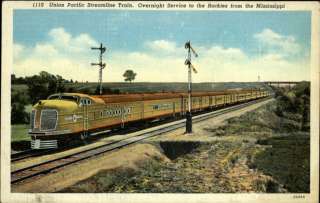 Union Pacific Streamline RR Train Old Postcard  
