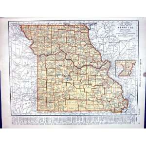   Antique Map 1936 Rand Mcnally Missouri America Montana
