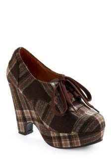   Up the Plaid Heel   Brown, Plaid, Tan / Cream, Casual, Fall, Winter