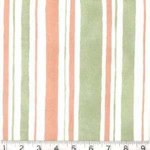  54 Wide Wild Rose Farm Stripe Celadon/Blush Fabric By 