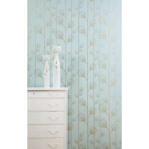 ferm LIVING 119 Ribbed Wallsmart Wallpaper in Turquoise / Gold  