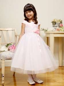 Pink Satin Bodice Double Layered Flower Girl Dress size 2 4 6 8 10 12 