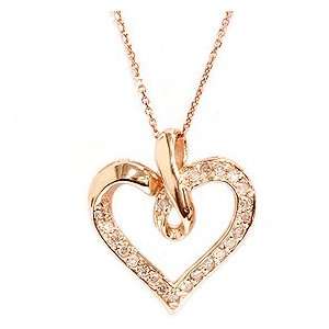   Pendant 14K Rose Pink Gold Womens Necklace 18 Chain & Box Jewelry