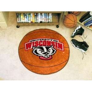  Wisconsin Badgers Logo Basketball Shaped Area Rug Welcome 