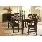 dining table and four side chairs color finish dark oak finish