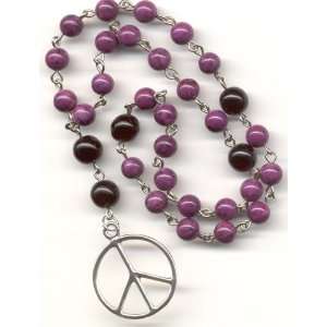  Christian Peace Rosary   Violet Fossil   Sterling Peace 