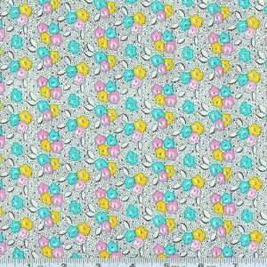  45 Wide Feedsack V Stipple Flower Turquoise Fabric By 