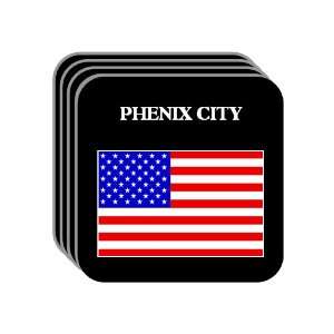 US Flag   Phenix City, Alabama (AL) Set of 4 Mini Mousepad Coasters