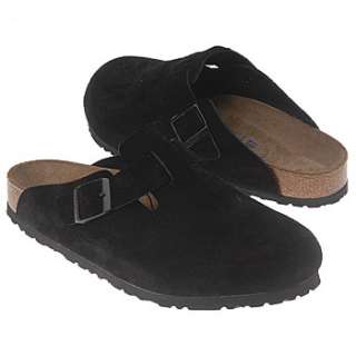 Mens Birkenstock Boston Soft Footbed Black Suede Shoes 