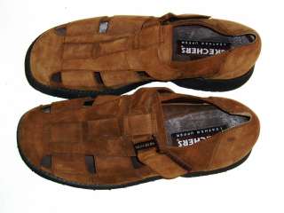   Skechers 12 Brown Leather Top Buckle Sports Sandals Excellent  