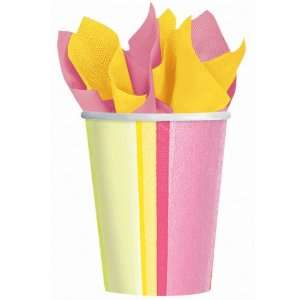    Lets Party By Amscan Sunny Stripe Pink 9 oz. Cups 
