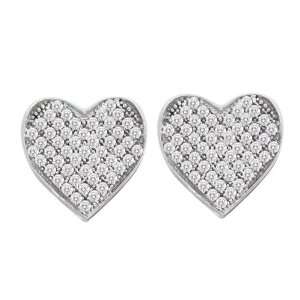   Gold 1/3 ct. Micro Pave Set Diamond Heart Earrings Katarina Jewelry