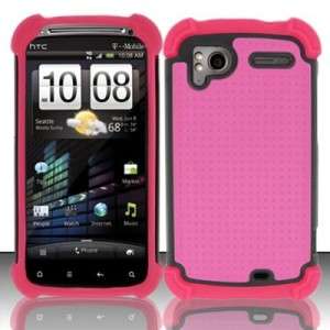 ALL PINK TRIPLE LAYER COMBO HYBRID IMPACT HARD CASE PHONE COVER HTC 