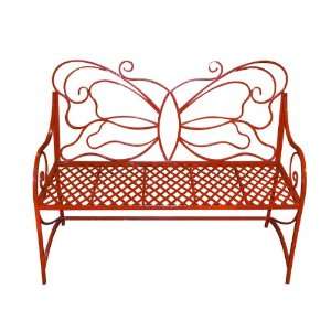  Red Butterfly Iron Bench Patio, Lawn & Garden