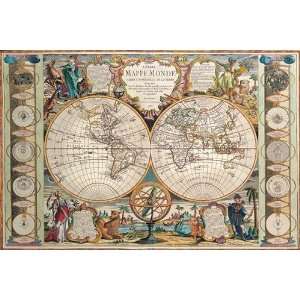   Nolin   Antique Map   Mappe Monde, 1755   Canvas