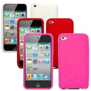  IPOD TOUCH 4 / 4G / 4TH THREE SILICONE CASE COMBO, PINK 